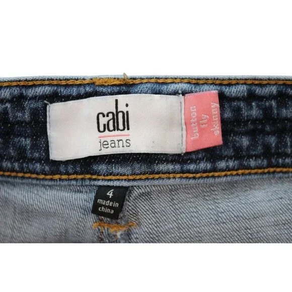 Cabi Jeans Size 4 Mia Button Fly Skinny Stretch Distressed Denim Boho #5694 - Picture 12 of 13